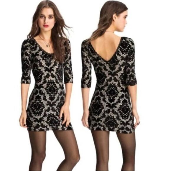 Free People Intimately Fair Maiden Black Velvet Burnout Bodycon Dress Medium - Picture 1 of 9